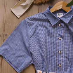 Mini Blue Gingham Vintage Blouse | L