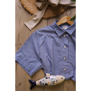 Mini Blue Gingham Vintage Blouse | L