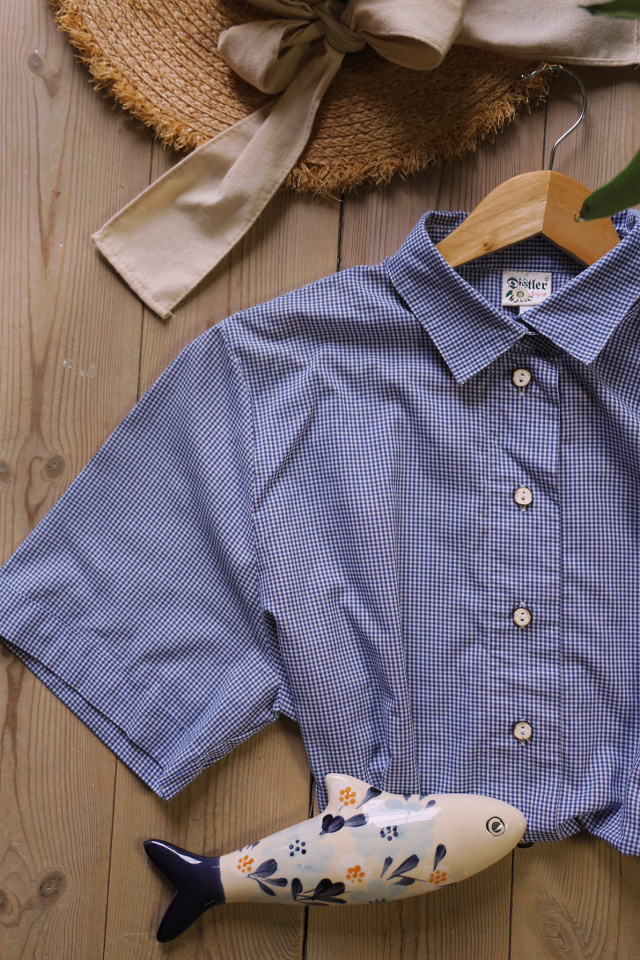 Mini Blue Gingham Vintage Blouse | L