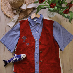 Mini Blue Gingham Vintage Blouse | L