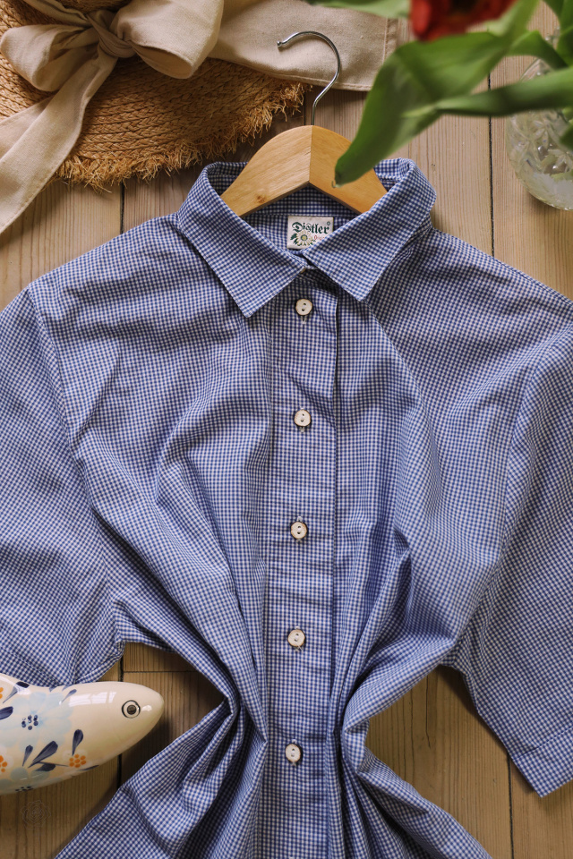 Mini Blue Gingham Vintage Blouse | L