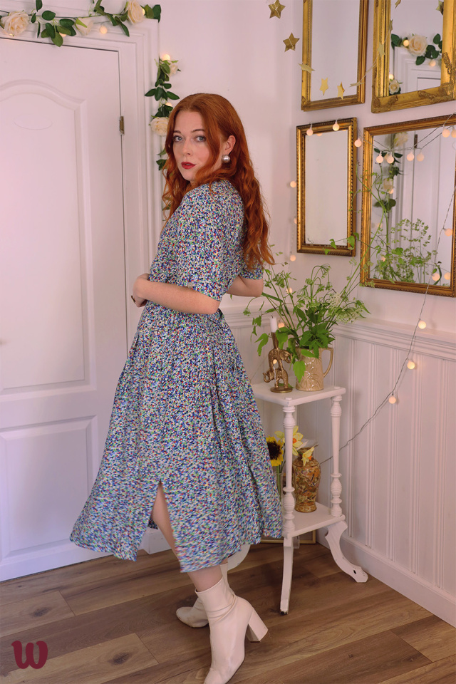 Blue &amp; Green Mini Floral 90's Dress | L