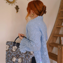 Light Blue Crochet Vintage Cardigan | S/M