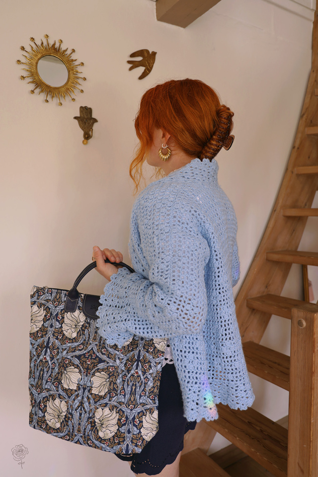 Light Blue Crochet Vintage Cardigan | S/M