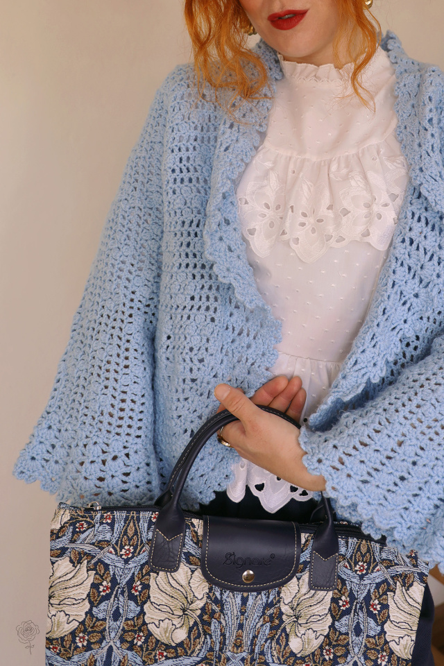 Light Blue Crochet Vintage Cardigan | S/M