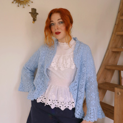 Light Blue Crochet Vintage Cardigan | S/M