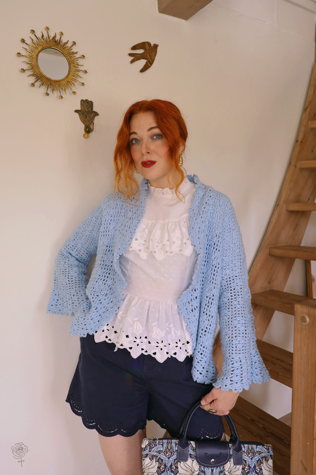 Light Blue Crochet Vintage Cardigan | S/M