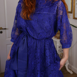 Blue Lace Midi Vintage Gown | M