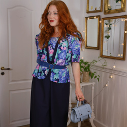 Blue Mint Floral 80's Dress | XL/XXL