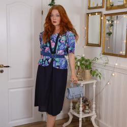 Blue Mint Floral 80's Dress | XL/XXL