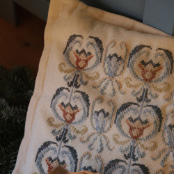 Blue Pattern Needlepoint Retro Pillow 