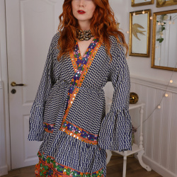 Blue Pattern Recycled Kimono | S-XL