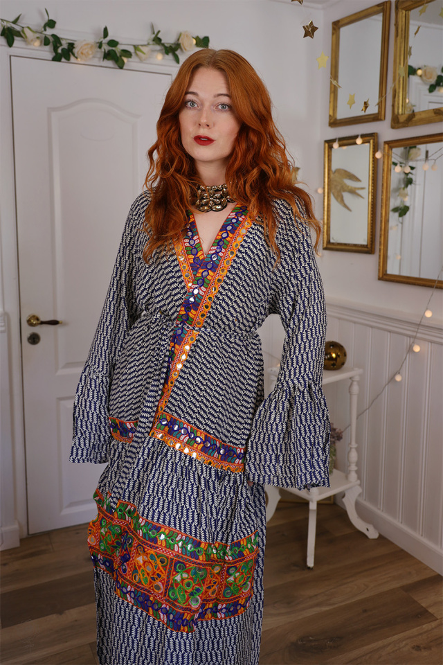 Blue Pattern Recycled Kimono | S-XL