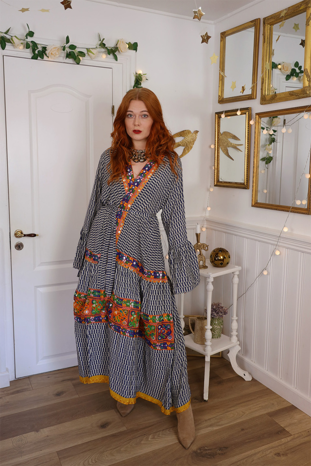 Blue Pattern Recycled Kimono | S-XL