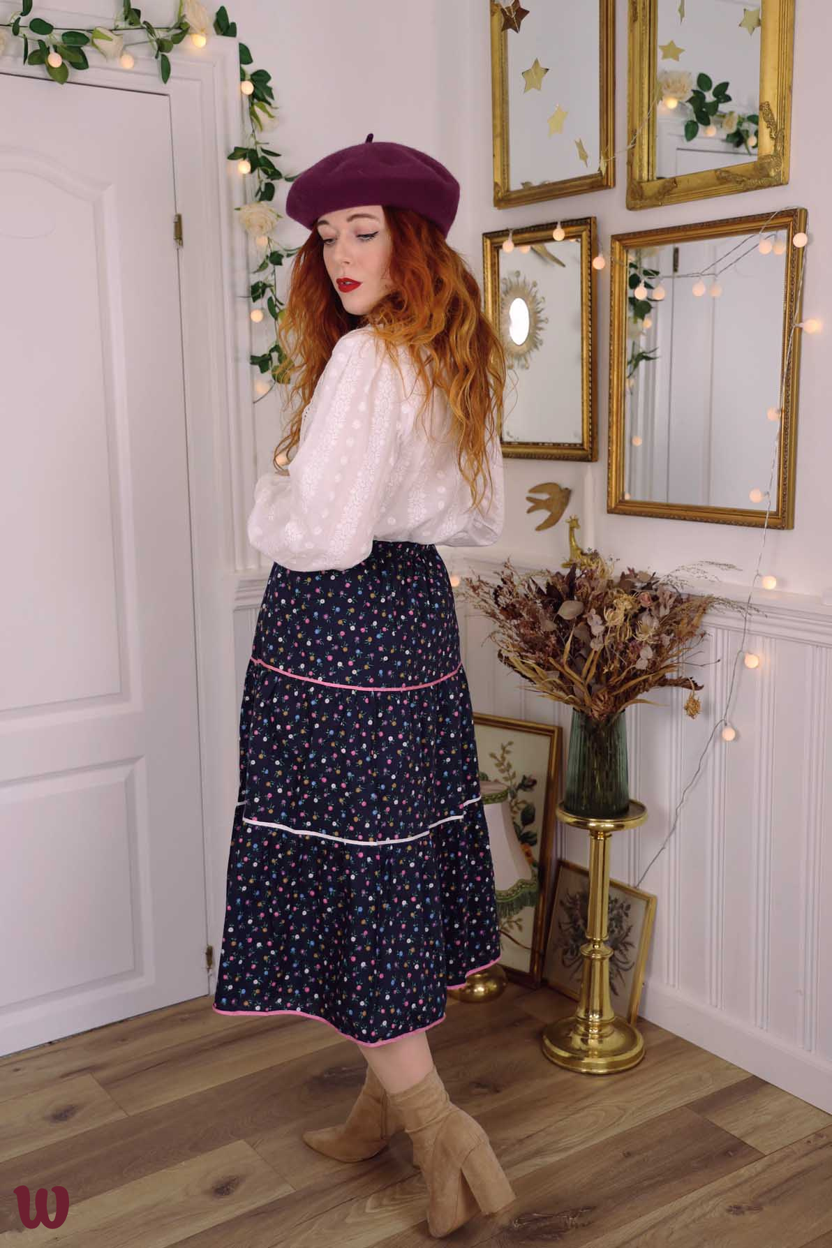 Pink floral vintage skirt new arrivals