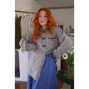 Blue Plaid Embroidered Comfy Vintage Shirt | XL