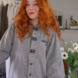 Blue Plaid Embroidered Comfy Vintage Shirt | XL