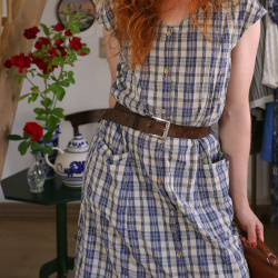 Blue Plaid Vintage Maxi Dress | L