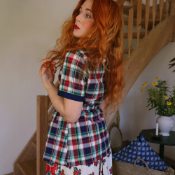 Danish Design Blue Plaid Vintage Robe Top | S/M