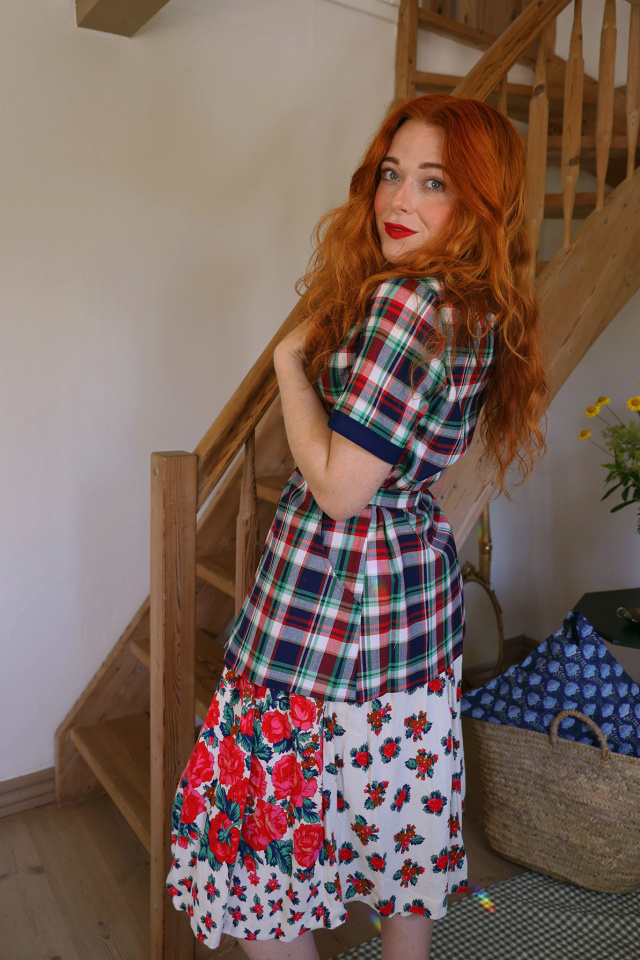 Danish Design Blue Plaid Vintage Robe Top | S/M