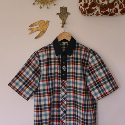 Blue Plaid Vintage Top | M