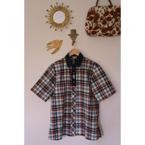Blue Plaid Vintage Top | M