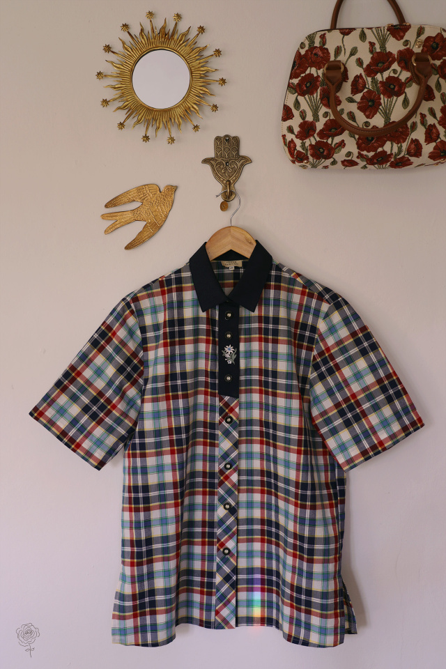 Blue Plaid Vintage Top | M