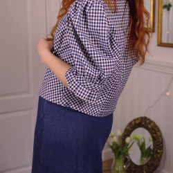 Blue Gingham Cottage Top | L