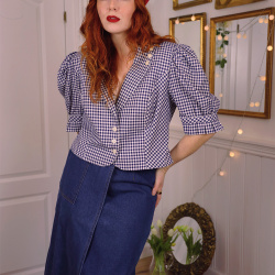 Blue Gingham Cottage Top | L