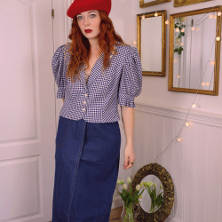 Blue Gingham Cottage Top | L