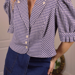 Blue Gingham Cottage Top | L