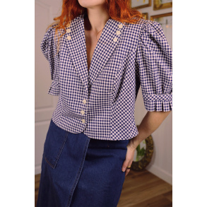 Blue Gingham Cottage Top | L