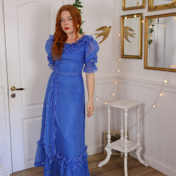 Blue 70's Vintage Maxi Gown | S