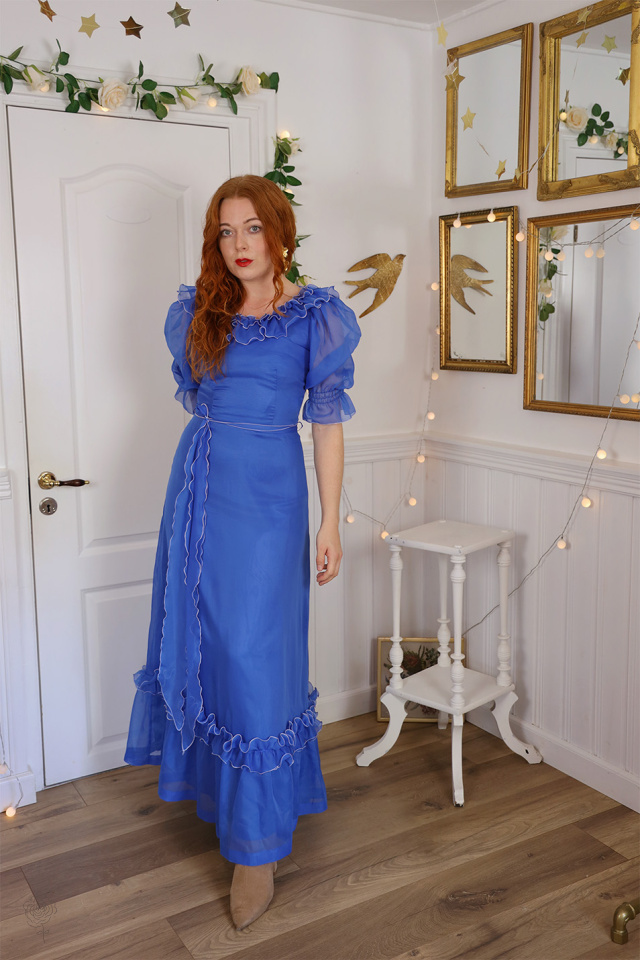 Blue 70's Vintage Maxi Gown | S