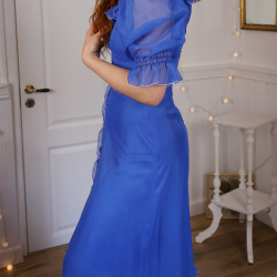 Blue 70's Vintage Maxi Gown | S