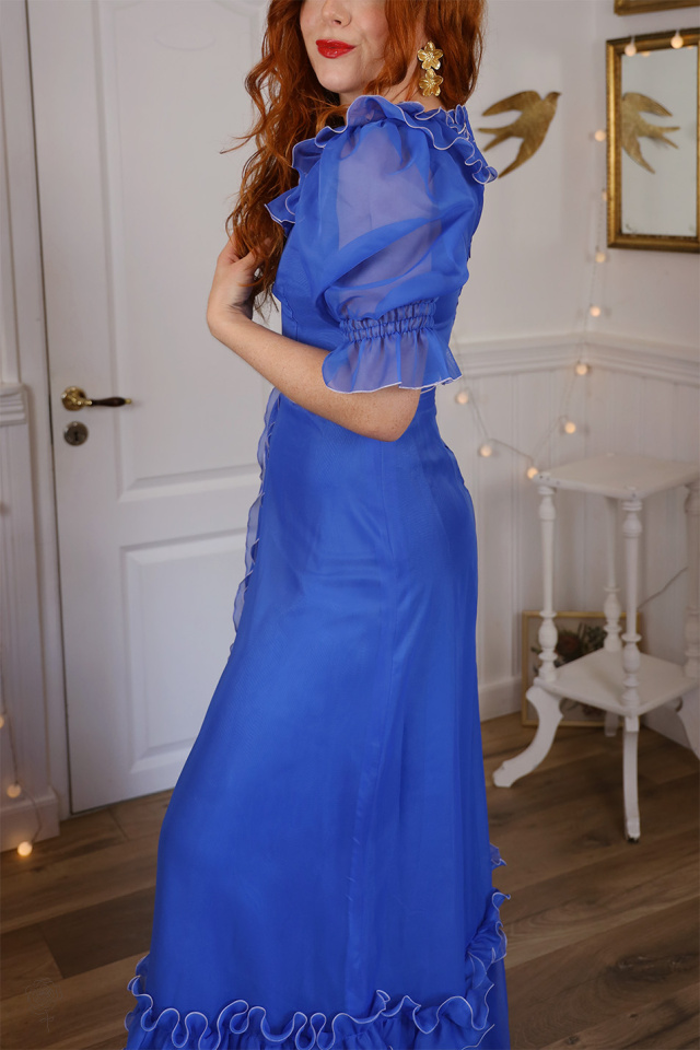 Blue 70's Vintage Maxi Gown | S