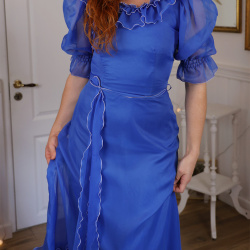 Blue 70's Vintage Maxi Gown | S