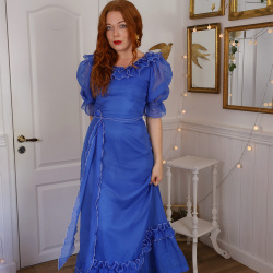 Blue 70's Vintage Maxi Gown | S