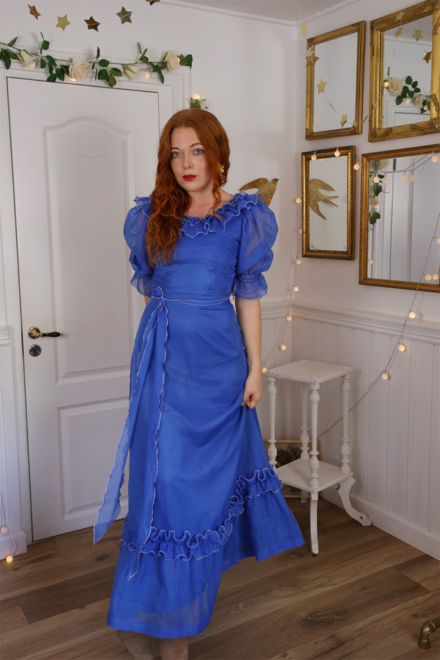 Blue 70's Vintage Maxi Gown | S