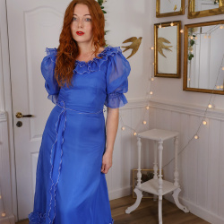 Blue 70's Vintage Maxi Gown | S