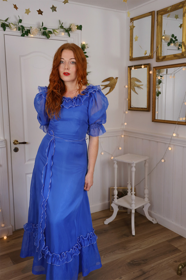 Blue 70's Vintage Maxi Gown | S