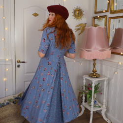 Romantic Blue Floral Vintage Dress | S