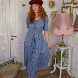Romantic Blue Floral Vintage Dress | S