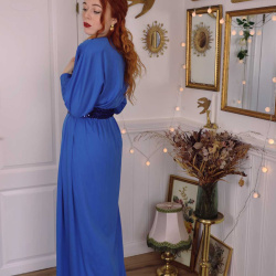 Blue Sequins Maxi Dress | S