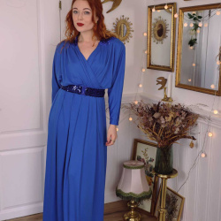 Blue Sequins Maxi Dress | S