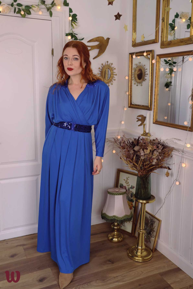 Blue Sequins Maxi Dress | S