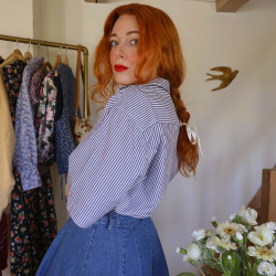 Blue &amp; White Striped Vintage Top | L