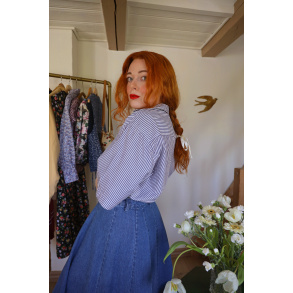 Blue & White Striped Vintage Top | L