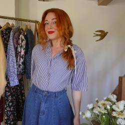 Blue &amp; White Striped Vintage Top | L