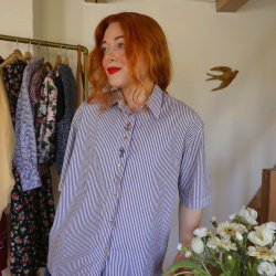 Blue &amp; White Striped Vintage Top | L